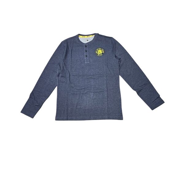 Ski-Doo Men's Waffle Knit Thermal Long Sleeve Henley Denim Blue NWT - Picture 1 of 11